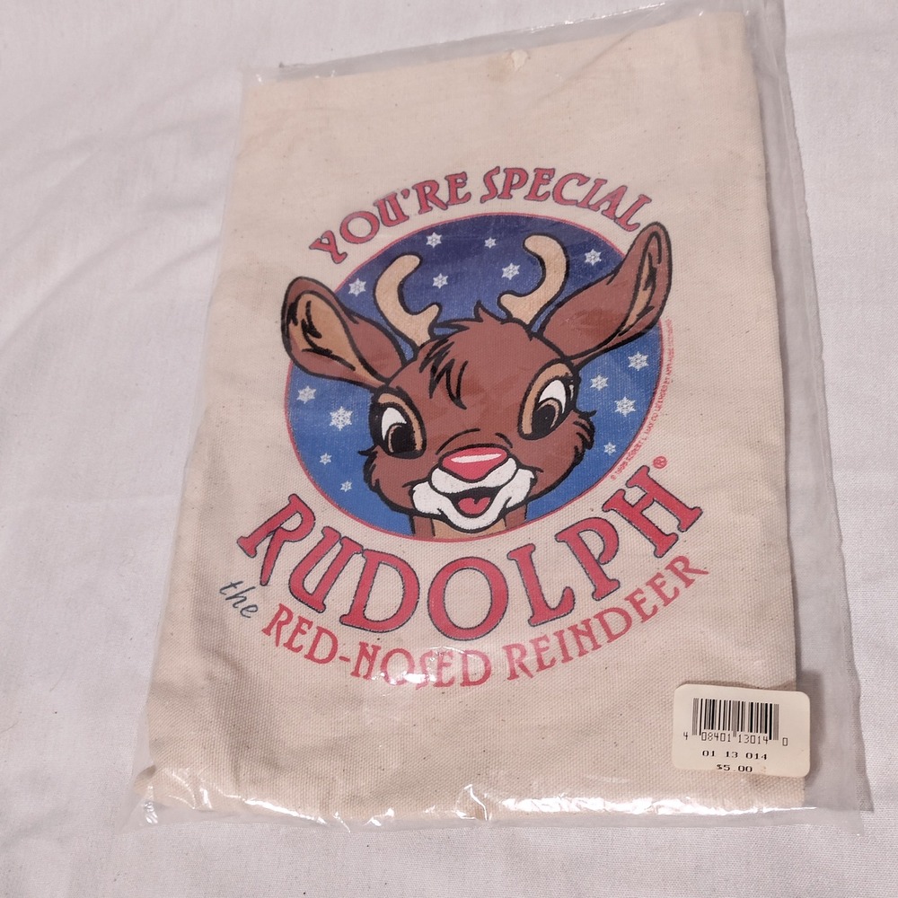 Rudolph the Red-Nosed Reindeer Canvas Tote Bag Applause Christmas VTG 1999 NIP